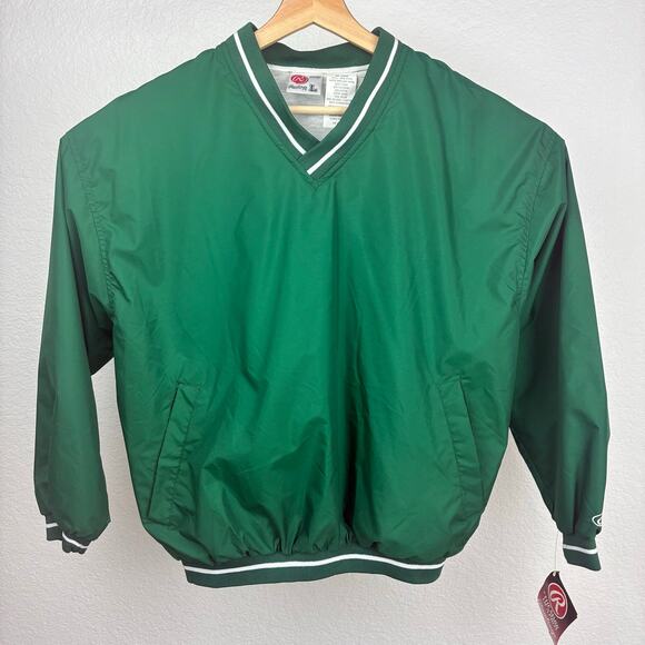 Vintage 1990 Rawlings Windbreaker Jacket NWT L – Nylon Lined 90s Sportswear - Picture 1 of 10